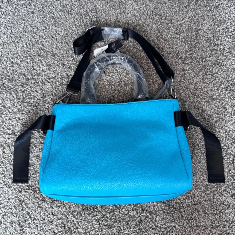 NWT Tahari Vegan Leather Small Satchel Blue Black Should Handbag Crossbody Gift